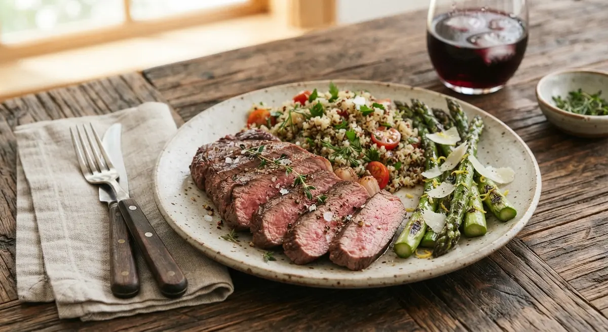Lean Beef Steak with Quinoa & Asparagus